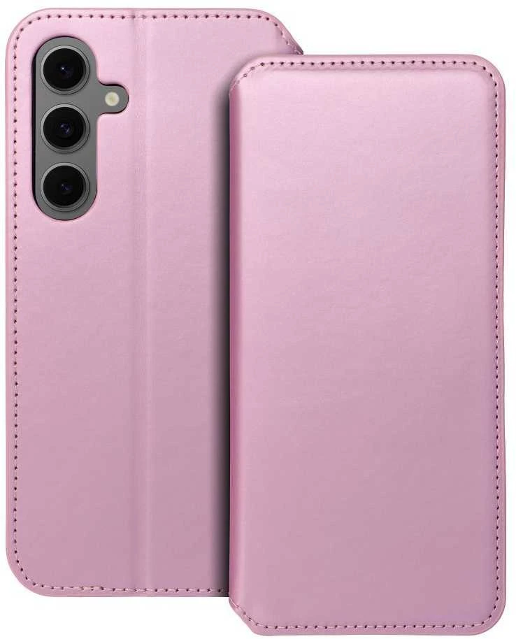 Oem DUAL POCKET Book dėklas skirtas Samsung Galaxy S24 FE rožinės spalvos