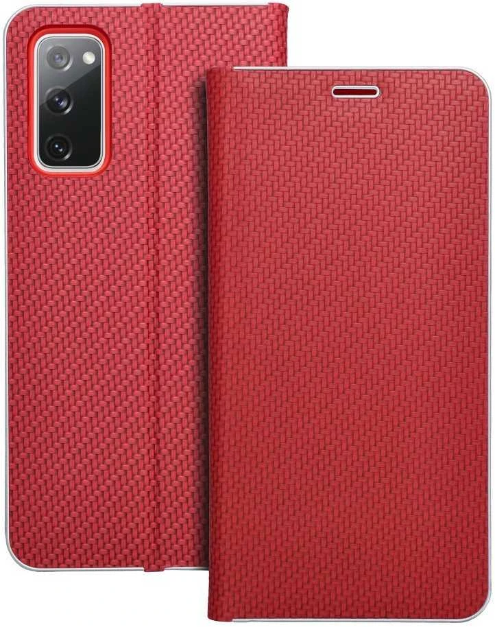 Dėklas Forcell Oem LUNA Book Carbon skirtas Samsung Galaxy S20 FE / S20 FE 5G raudonas