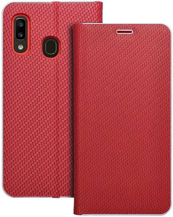 Dėklas Oem LUNA Book Carbon skirtas Samsung Galaxy A20e raudonas