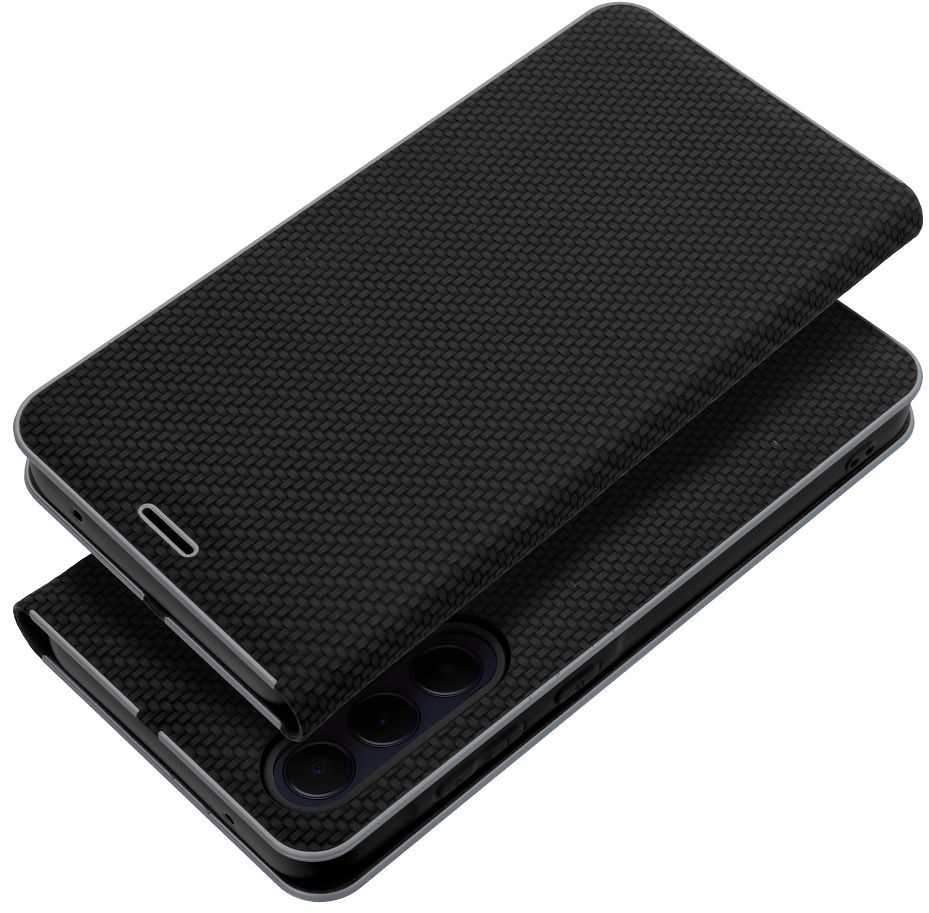 Dėklas Oem LUNA Book Carbon skirtas Samsung Galaxy S25 Ultra juodos spalvos