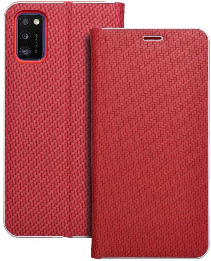 OEM LUNA Book Carbon dėklas Samsung Galaxy A41 raudonas