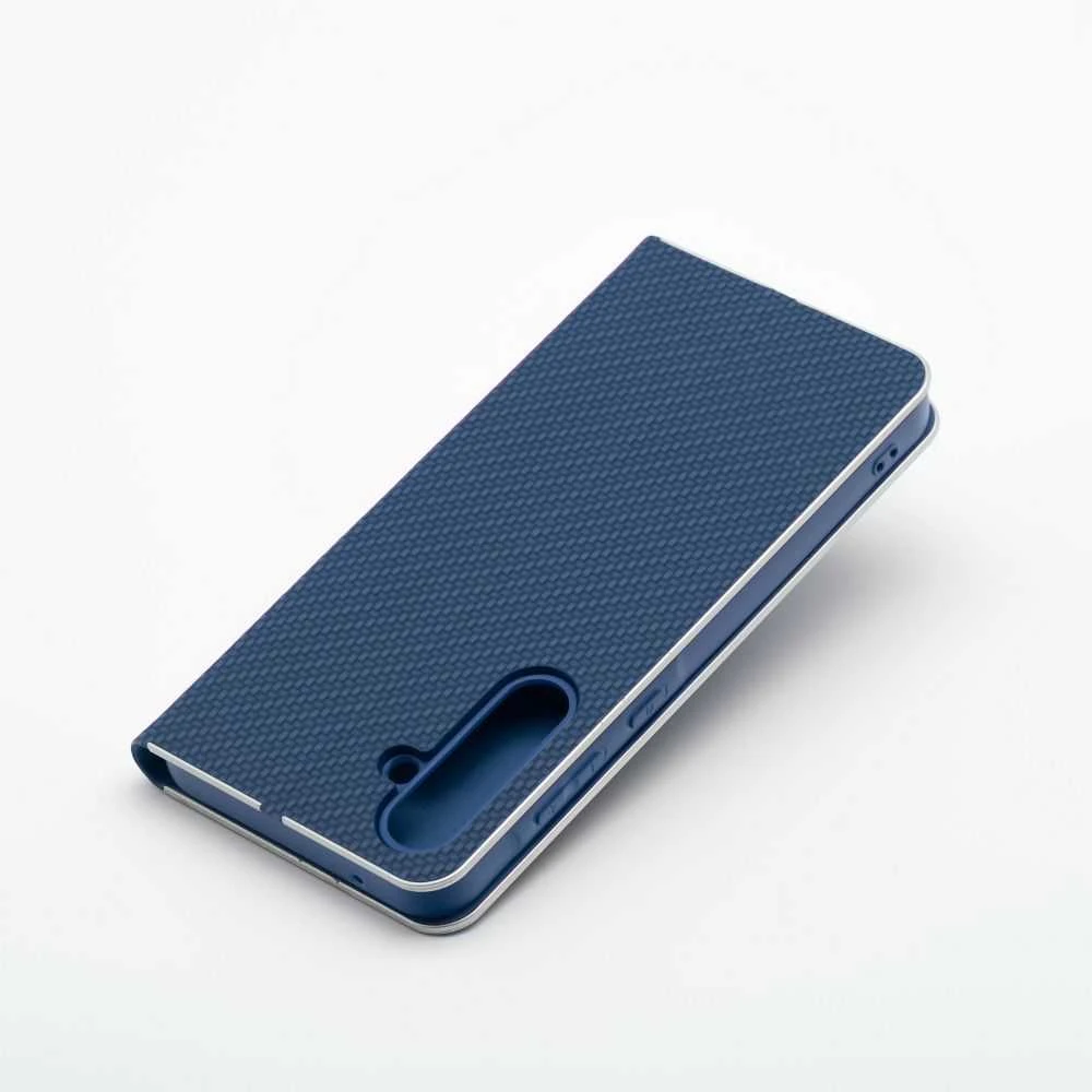 Dėklas Oem LUNA Book Carbon skirtas Xiaomi Redmi Note 14 PRO 5G / 14 PRO PLUS 5G mėlynos spalvos