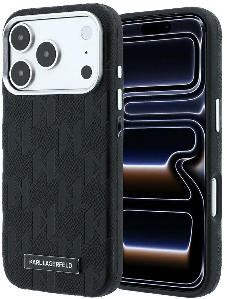 Dėklas Karl Lagerfeld case for IPHONE 18 Pro/17 Pro compatible with MagSafe (Mono Resin Logo) juodas