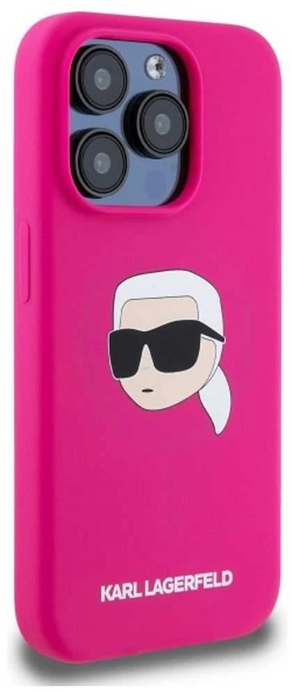 Karl Lagerfeld KLHMP15LSKHPPLF Apple iPhone 15 Pro 6.1″ fuschia kietas dėklas Silicone Karl Head Print Magsafe