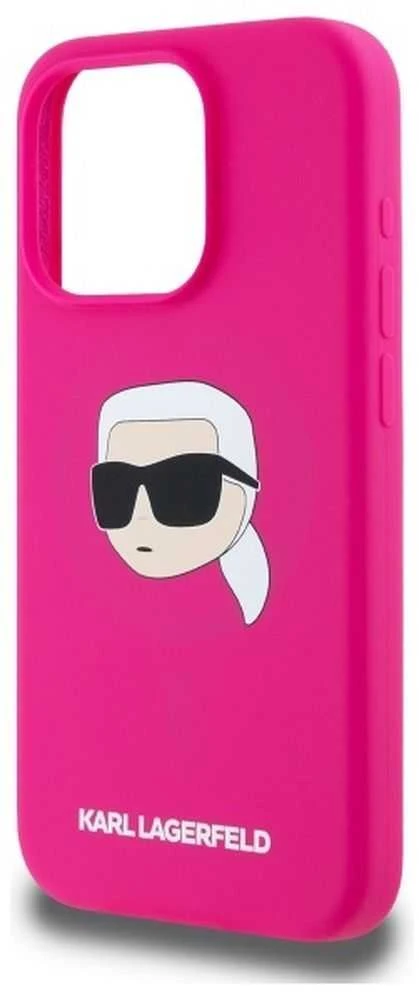 Karl Lagerfeld KLHMP15XSKHPPLF Apple iPhone 15 Pro Max 6.7″ fuschia kietas dėklas Silicone Karl Head Print MagS