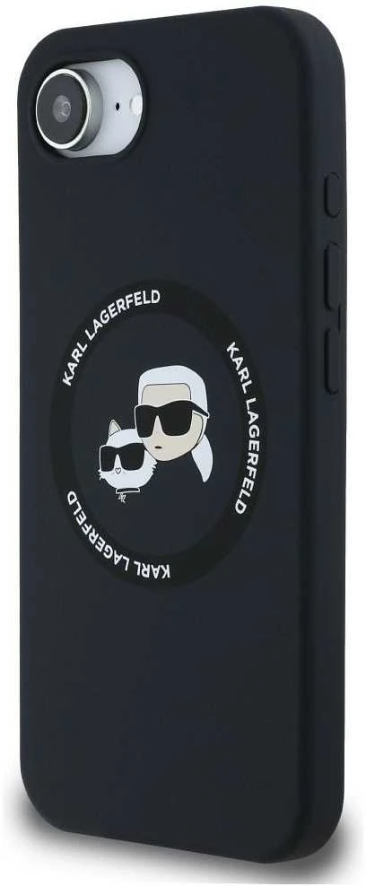 Karl Lagerfeld Liquid silikoninis K&CH Heads MagSafe Apple iPhone 16e dėklas telefonui juodos spalvos