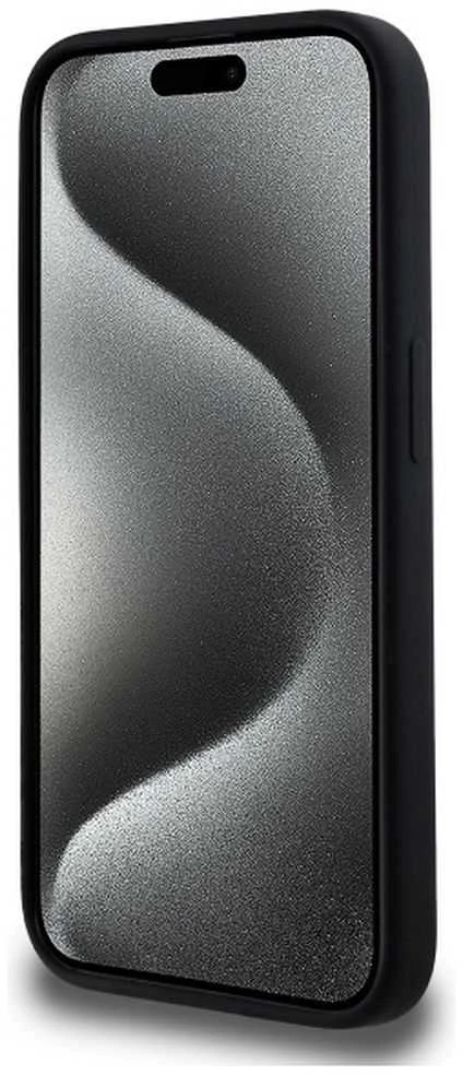 Karl Lagerfeld KLHMP15LSKHPPLK Apple iPhone 15 Pro 6.1″ juodos spalvos kietas dėklas Silicone Karl Head Print Magsafe