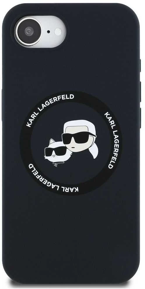 Karl Lagerfeld Liquid silikoninis K&CH Heads MagSafe Apple iPhone 16e dėklas telefonui juodos spalvos