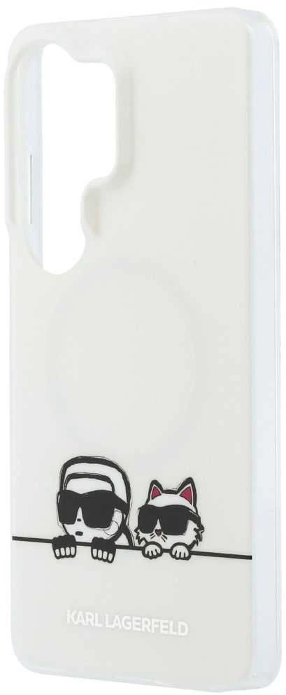 Karl Lagerfeld IML K&CH Peekaboo Logo Magnetic dėklas skirtas Apple iPhone Samsung Galaxy S26 Ultra baltos spalvos
