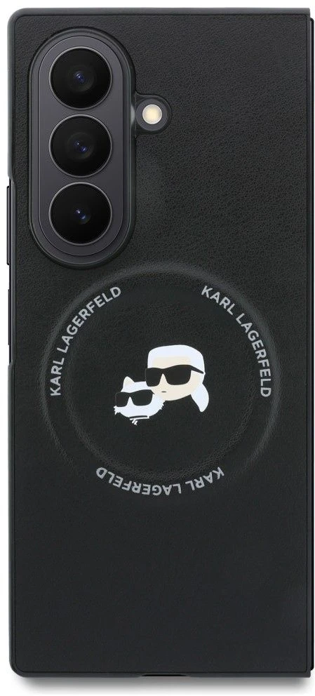 Štai vertimas į lietuvių kalbą: Karl Lagerfeld PU Karl and Choupette Heads Magnetinis dėklas Samsung Galaxy Z Fold 8 Ultra juodos spalvos