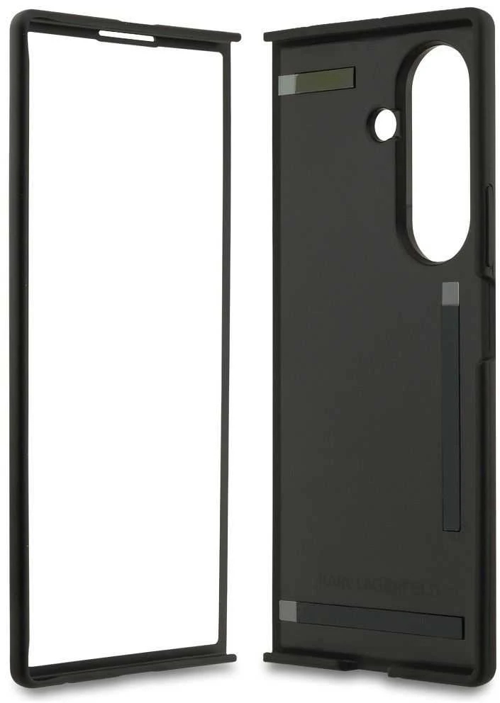 Karl Lagerfeld PU Saffiano Karl and Choupette dėklas skirtas Samsung Galaxy Z Fold 7 juodos spalvos