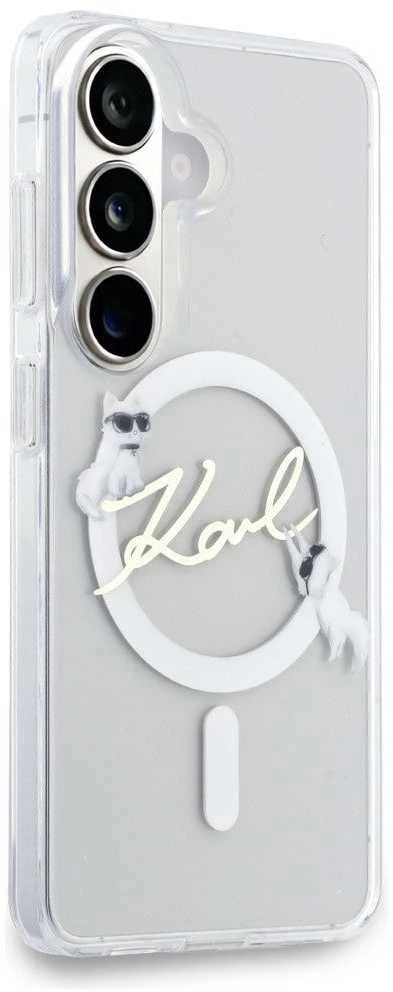 Karl Lagerfeld IML Choupette Karl Script Logo Magnetic dėklas skirtas Samsung Galaxy S26 Transparent
