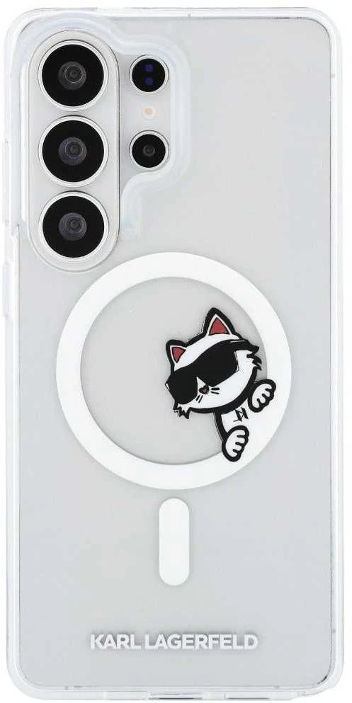 Karl Lagerfeld IML Choupette Peekaboo Logo Magnetic dėklas skirtas Apple iPhone Samsung Galaxy S26 Ultra skaidrus