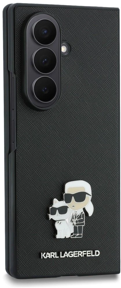 Karl Lagerfeld PU Saffiano Karl and Choupette dėklas Samsung Galaxy Z Fold 8 Ultra juodos spalvos