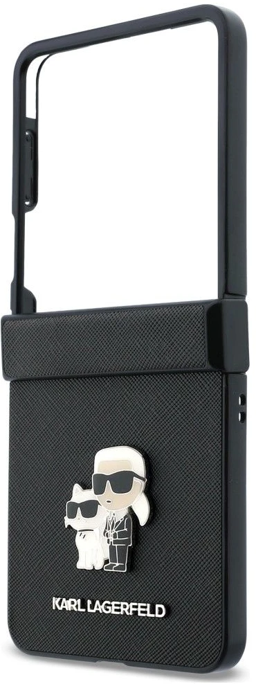 Karl Lagerfeld PU Saffiano Karl and Choupette dėklas Samsung Galaxy Z Flip 8 juodos spalvos