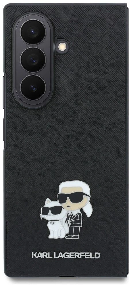 Karl Lagerfeld PU Saffiano Karl and Choupette dėklas Samsung Galaxy Z Fold 8 Ultra juodos spalvos