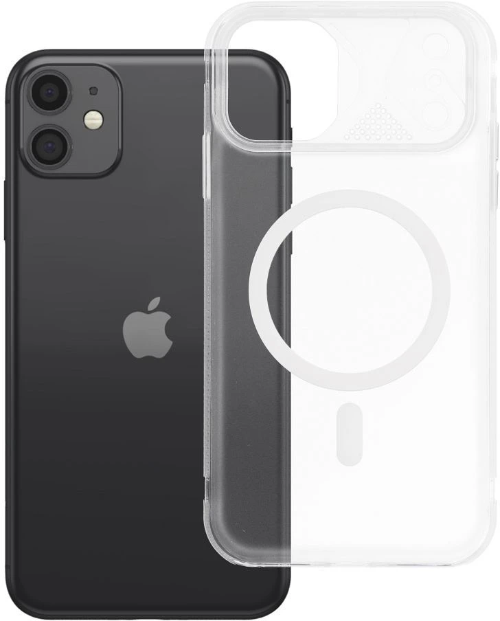 Originalus „iPhone 11 Aurora“ dėklas, suderinamas su „MagSafe“ ir baltais atvartais.
