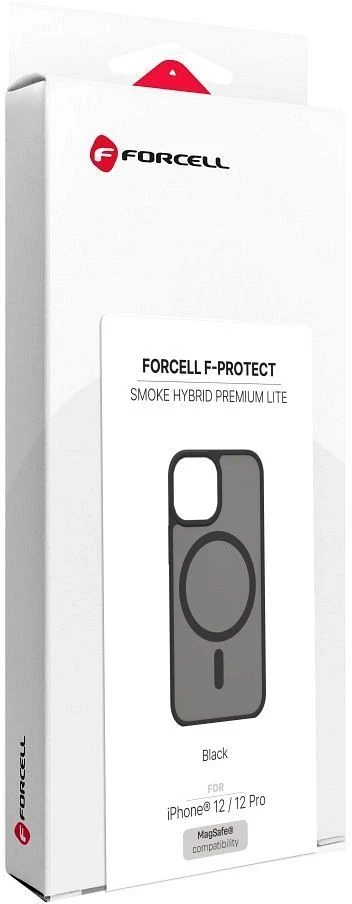 Dėklas iPhone 12 / 12 Pro Forcell F-Protect Smoke Hybrid Premium Lite, suderinamas su MagSafe, juodas