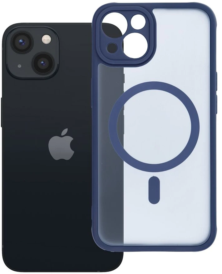 OEM dėklas, skirtas „iPhone 13“ visiškai matinis „Mag“ dėklas, suderinamas su „MagSafe“ mėlynas