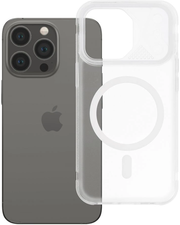 Oem Originalus „iPhone 13 PRO Aurora“ dėklas, suderinamas su „MagSafe“ ir baltais atvartais.