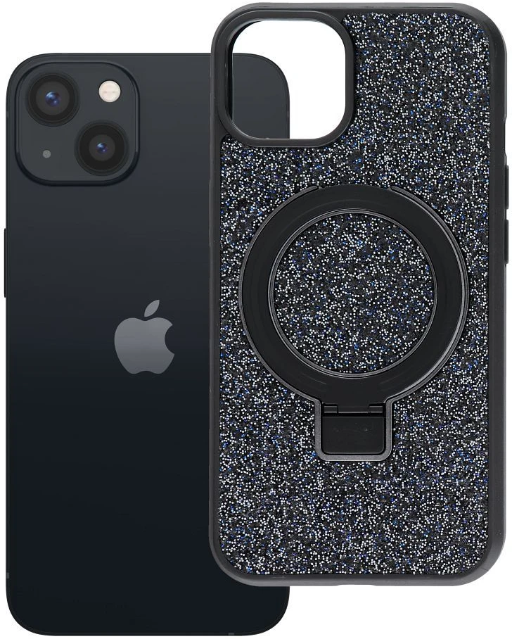 Oem dėklas iPhone 13 Quartz Circle Stand Mag Cover juodas