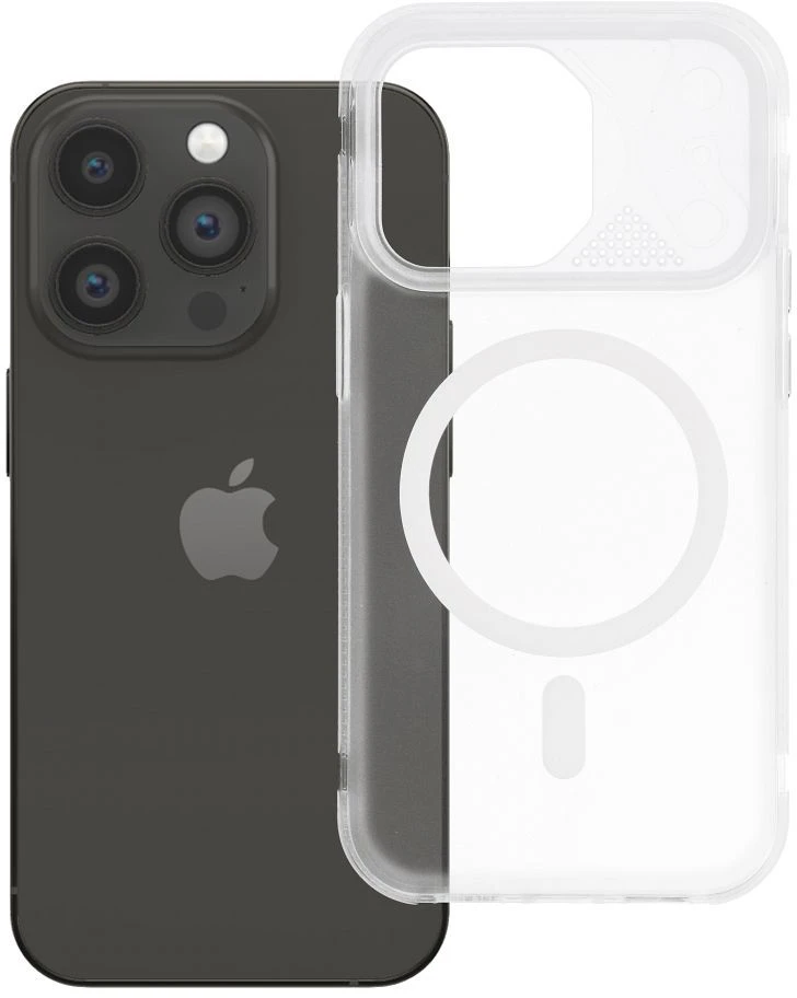Oem Originalus „iPhone 14 PRO Aurora“ dėklas, suderinamas su „MagSafe“ ir baltais atvartais.