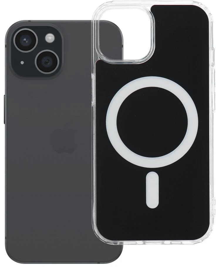 Oem Originalus „iPhone 15“ dėklas, skaidrus „Fusion Mag Cover“, suderinamas su „MagSafe“ juodu dangteliu