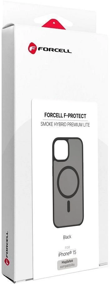 Dėklas iPhone 15 Forcell F-Protect Smoke Hybrid Premium Lite, suderinamas su MagSafe, juodas