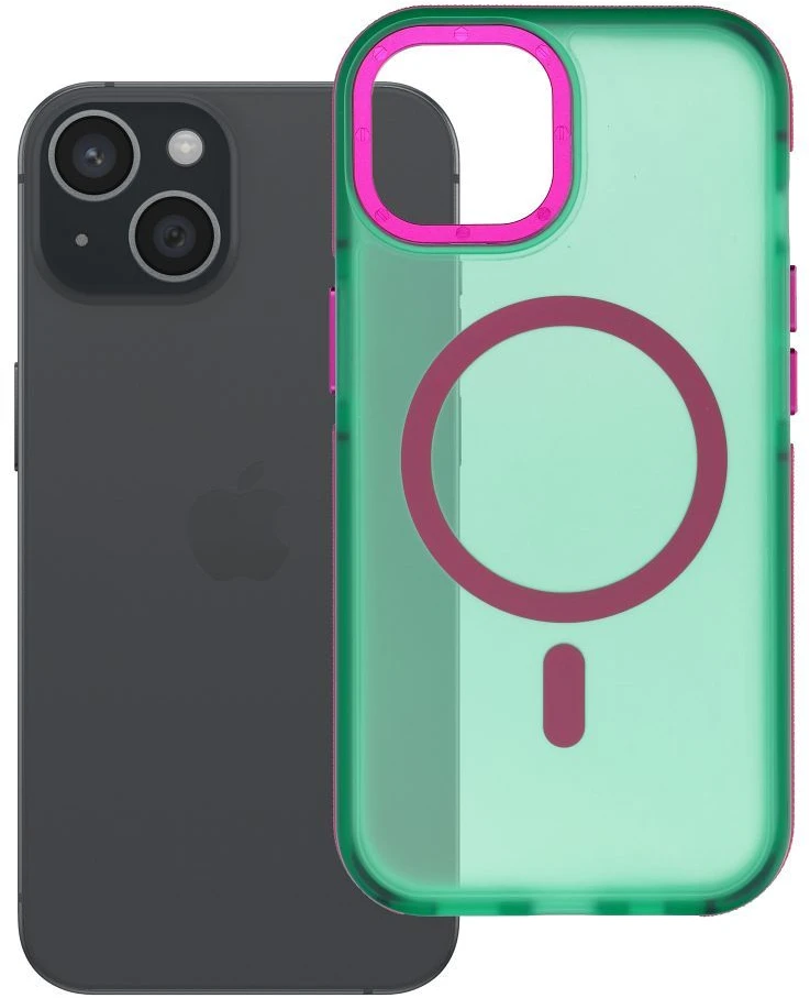 Dėklas iPhone 15 Forcell F-Protect Vivid Premium, suderinamas su MagSafe, žalias