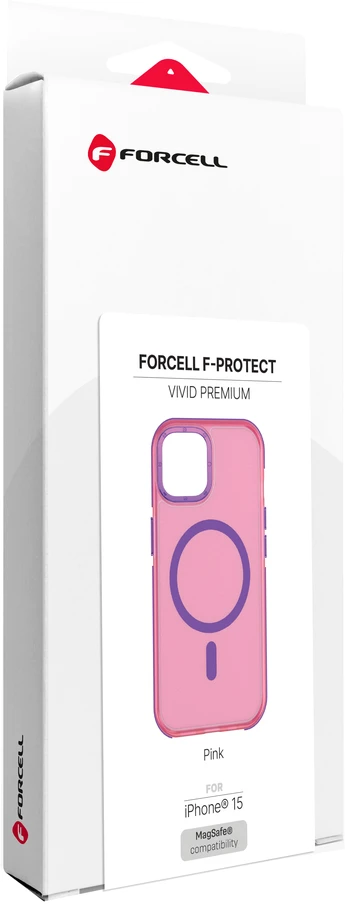 Dėklas iPhone 15 telefonui Forcell F-Protect Vivid Premium, suderinamas su MagSafe, rožinis