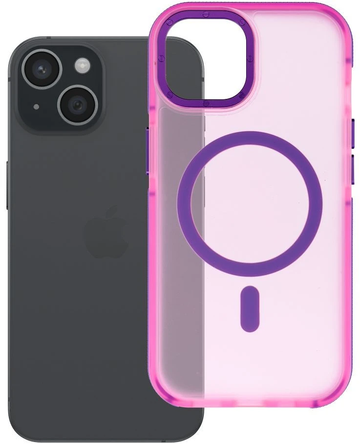 Dėklas iPhone 15 telefonui Forcell F-Protect Vivid Premium, suderinamas su MagSafe, rožinis