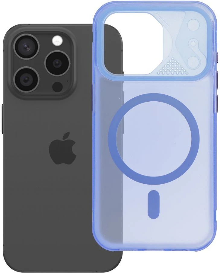 Originalus „iPhone 15 PRO Aurora“ dėklas, suderinamas su „MagSafe“ mėlynas