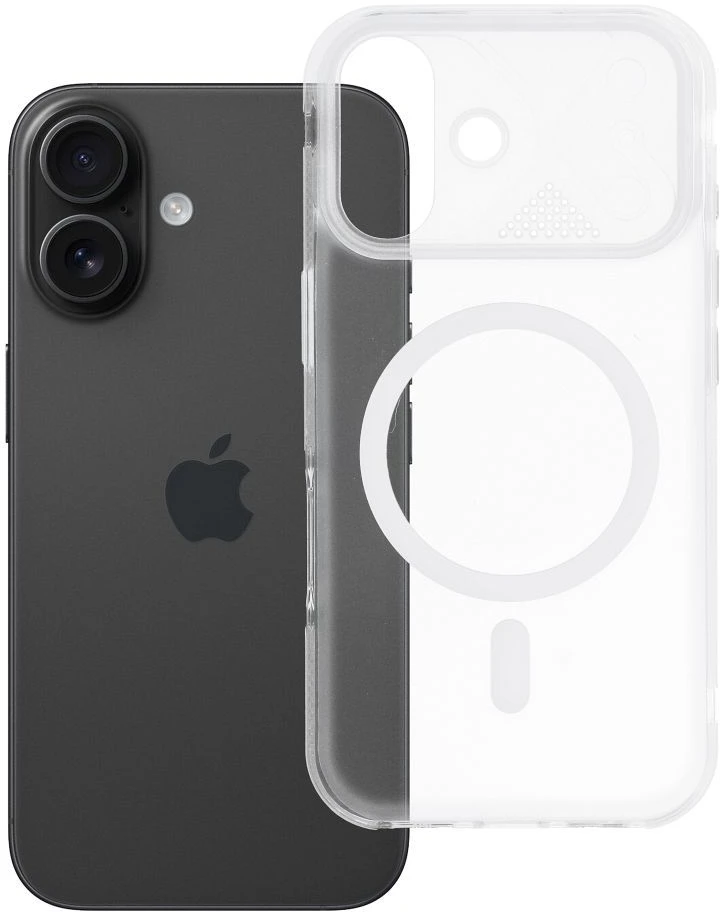 Oem Originalus „iPhone 16 Aurora“ dėklas, suderinamas su „MagSafe“ ir baltais atvartais.