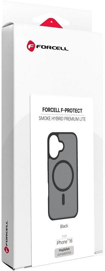 Dėklas iPhone 16 Forcell F-Protect Smoke Hybrid Premium Lite, suderinamas su MagSafe, juodas