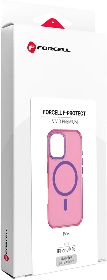 Dėklas iPhone 16 Forcell F-Protect Vivid Premium, suderinamas su MagSafe, rožinis