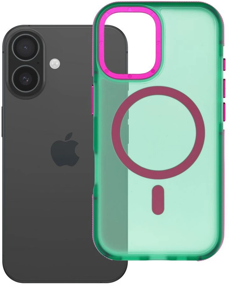 Dėklas iPhone 16 telefonui Forcell F-Protect Vivid Premium, suderinamas su MagSafe, žalias
