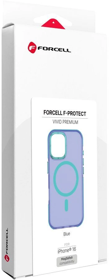 iPhone 16 dėklas Forcell F-Protect Vivid Premium, suderinamas su MagSafe, mėlynas