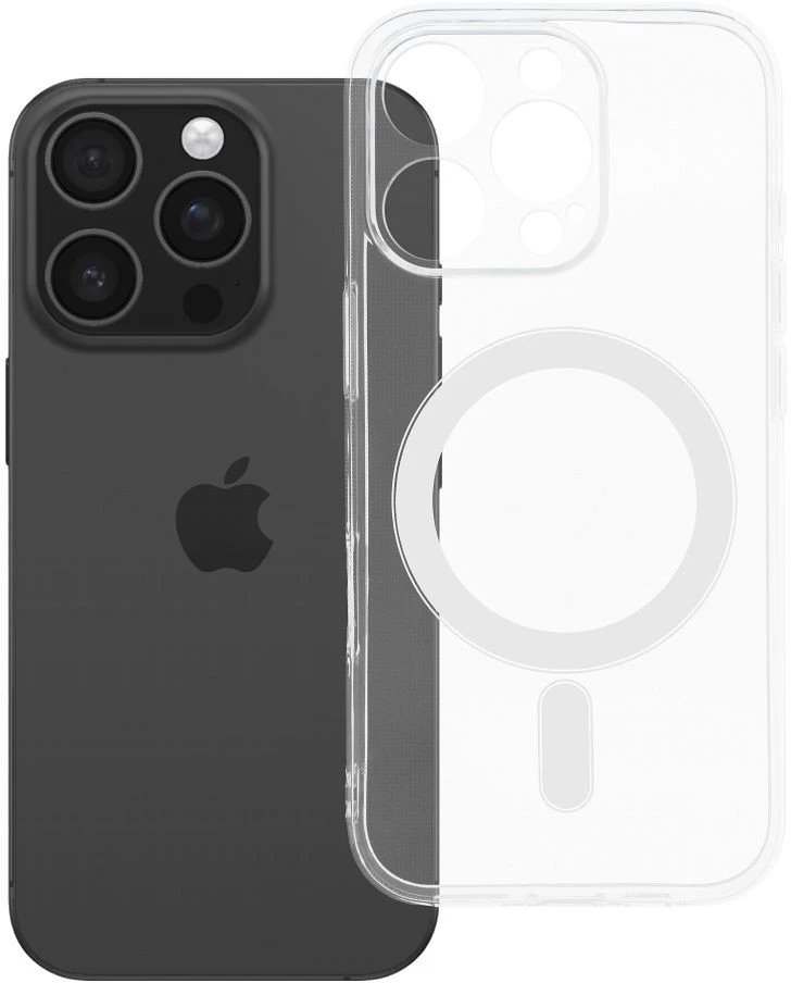 Oem Originalus „iPhone 16 PRO“ skaidrus dėklas, 2 mm „Mag“ dangtelis, suderinamas su „MagSafe“ (fotoaparato apsauga), permatomas