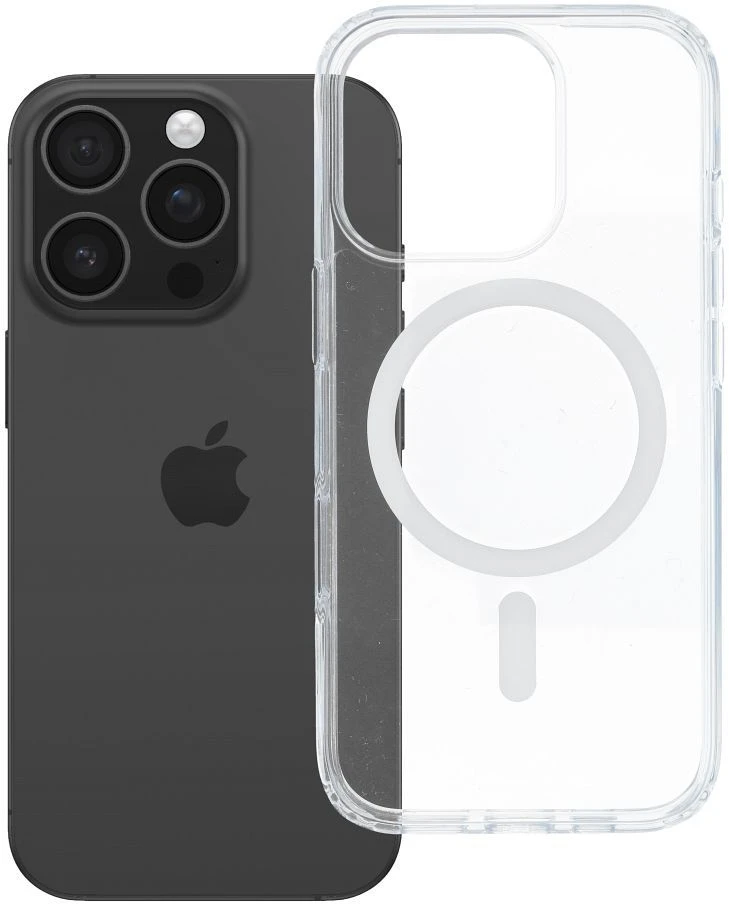 Oem Originalus „iPhone 16 PRO“ skaidrus „Mag Cover Elite“ dėklas (STR / NEGELTONAS / KAMEROS VALDYMO MYGTUKAS), suderinamas su skaidriu „MagSafe“