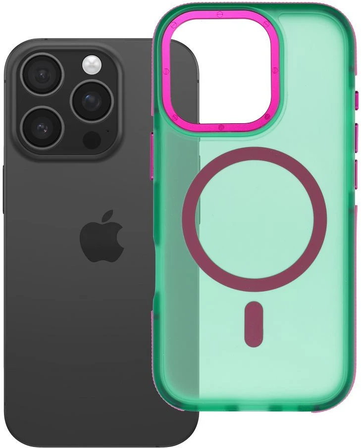Dėklas iPhone 16 Pro Forcell F-Protect Vivid Premium, suderinamas su MagSafe, žalias