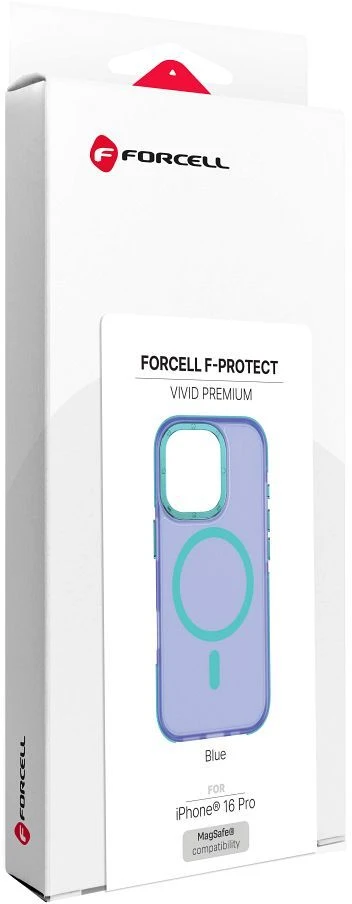 Dėklas iPhone 16 Pro telefonui Forcell F-Protect Vivid Premium, suderinamas su MagSafe, mėlynas
