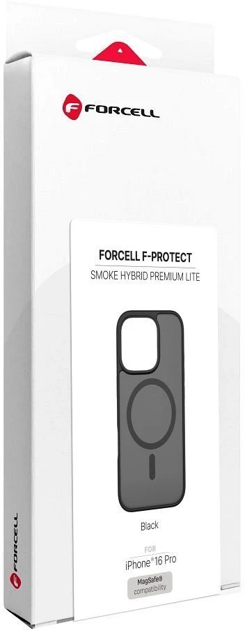„iPhone 16 Pro“ dėklas Forcell F-Protect Smoke Hybrid Premium Lite, suderinamas su MagSafe, juodas