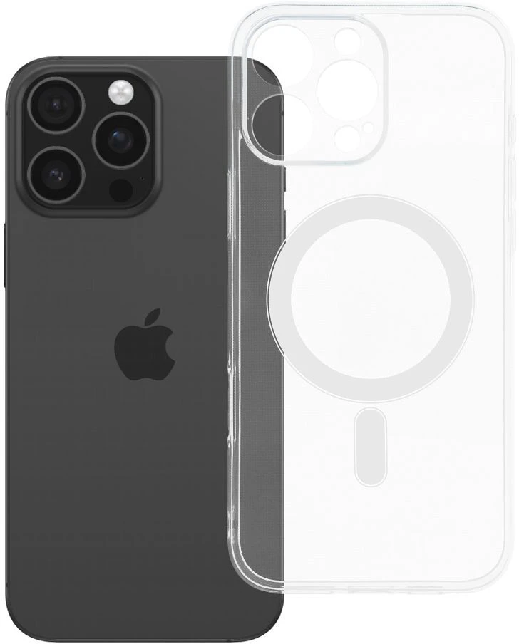 Oem Originalus „iPhone 16 PRO MAX“ skaidrus dėklas, 2 mm „Mag“ dangtelis, suderinamas su „MagSafe“ (fotoaparato apsauga), permatomas.