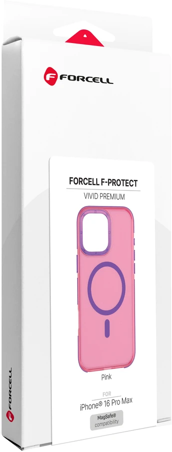 iPhone 16 Pro Max dėklas Forcell F-Protect Vivid Premium, suderinamas su MagSafe, rausvas