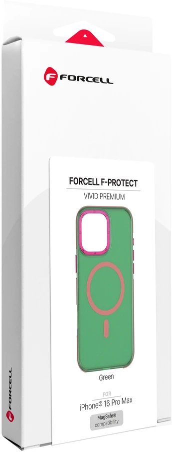 Dėklas Case for iPhone `16 Pro Max Forcell F-Protect Vivid Premium compatible with MagSafe žalias