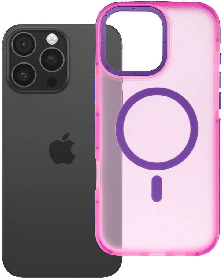 iPhone 16 Pro Max dėklas Forcell F-Protect Vivid Premium, suderinamas su MagSafe, rausvas
