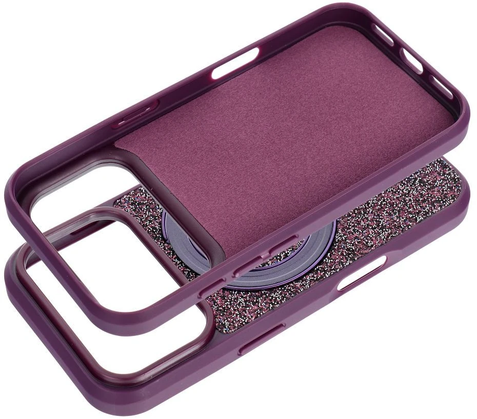Oem dėklas iPhone 16 Pro Quartz Circle Stand Mag Cover tamsiai vyšninė