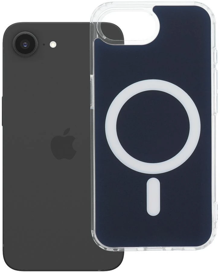 Oem Originalus „iPhone 16e“ (SE4 2025) / 17e dėklas, skaidrus „Fusion Mag Cover“, suderinamas su „MagSafe“, tamsiai mėlynas