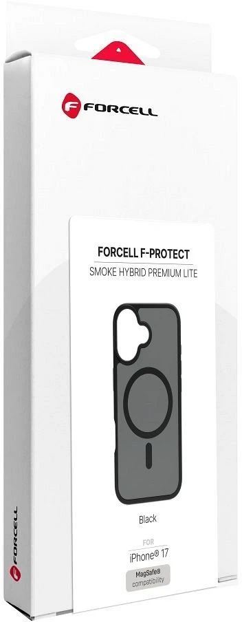 „iPhone 17“ dėklas Forcell F-Protect Smoke Hybrid Premium Lite, suderinamas su MagSafe, juodas