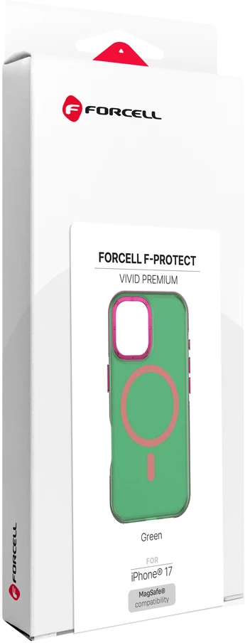 Dėklas iPhone 17 Forcell F-Protect Vivid Premium, suderinamas su MagSafe, žalias